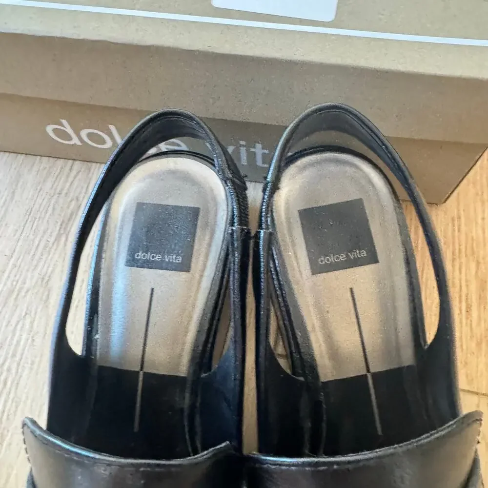 Dolce Vita Nada Black Crinkle Patent Loafer 9